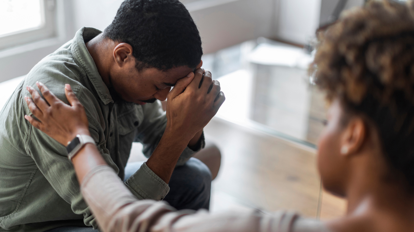 man with grief